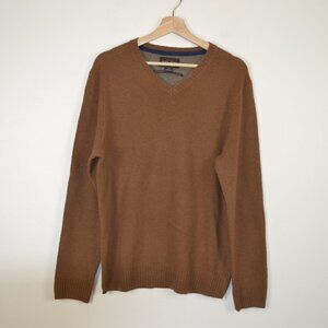 Black Brown 1826 Lambwool Blend Mens M Pullover V Neck Stretch Knit Sweater